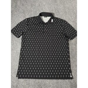 PXG Polo Shirt Mens Medium Black Cactus Allover Print Golf Performance Desert
